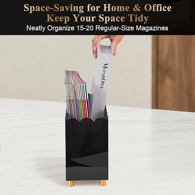 Acrylic Magazine Holder, Magazine Rack Floor, Sleek Black Stylish Organizer - Image 5