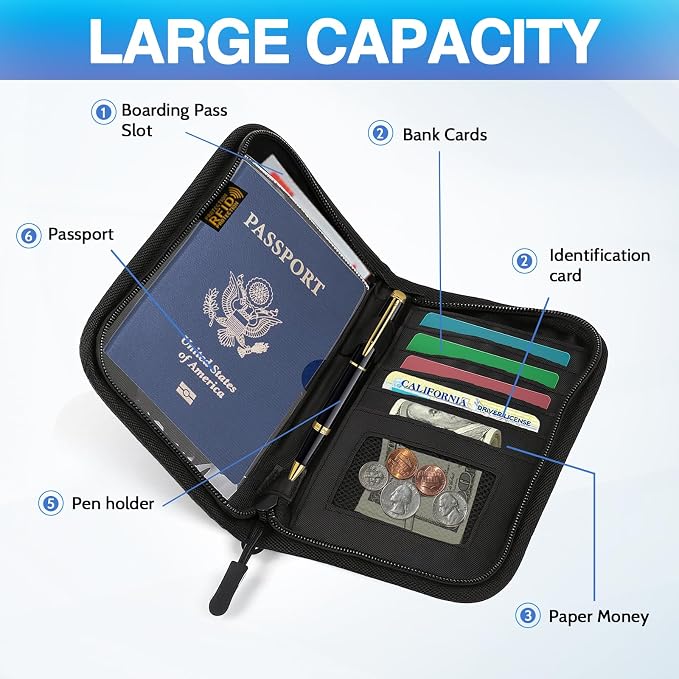 Passport Holder for Travel, Women Rfid Blocking Passport Wallet, Travel - Image 3