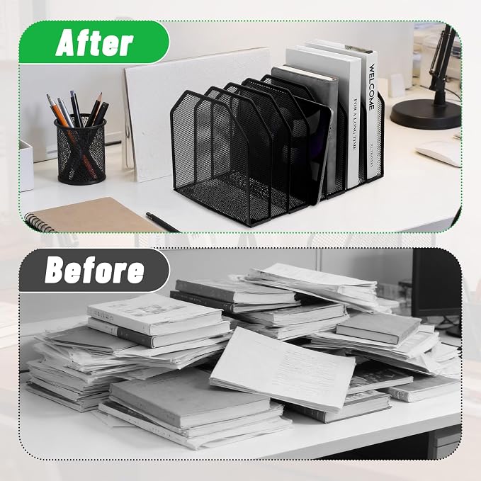 Metal 7-Section File Folder Organizer & Upright File Sorter Holder | Heavy-Duty - Image 4