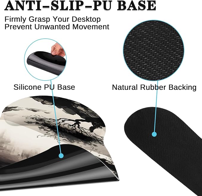 Britimes Black Ink Landscape Keyboard Mouse Pad Set 4in1 Large - Image 6