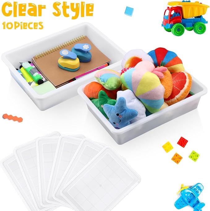 Hoteam 10 Pcs Flat Storage Organizer Tray Bin Paper Tray - Image 4