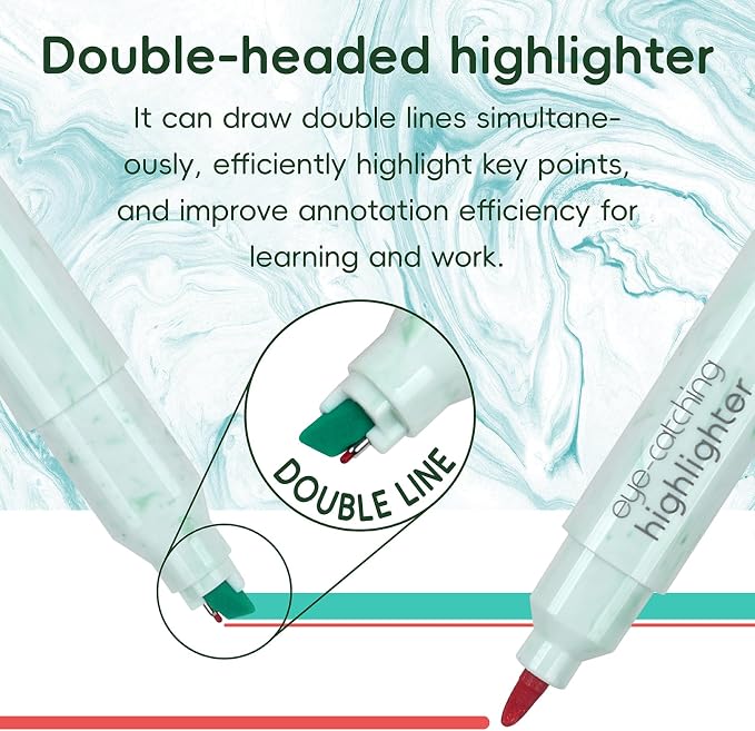 Techjob Aesthetic Highlighters 12 Pack Dual Tips, Double Line Highlighters - Image 3