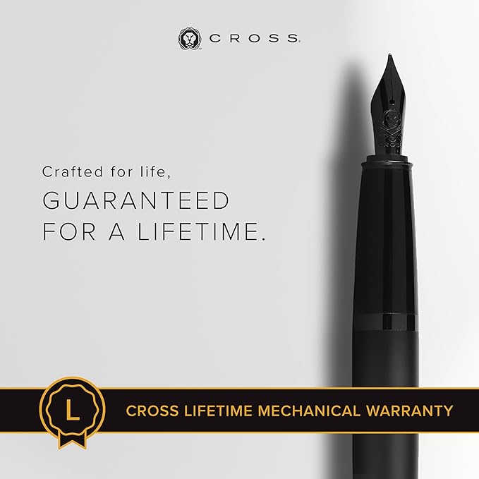 Cross Bailey Refillable Fountain Presented in a Premium Gift Box - Medium Point, Black Ink, Matte Black-DeskLoop Office
