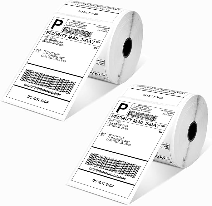 4x6 Thermal Shipping Label, Shipping Address Labels (2 Rolls of 500 4x6 Roll Labels) - Compatible with Nelko, JADENS, beeprt, ASprink, Rollo, Zebra, Omezizy and Other Thermal Printers-DeskLoop Office
