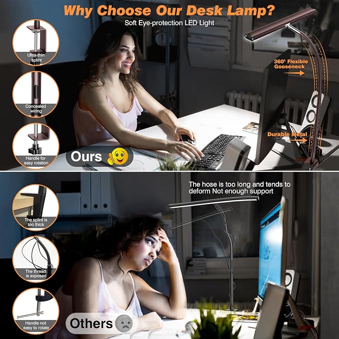 Airlonv LED Desk Lamp for Office Home, Eye-Caring Desk Light - Image 4