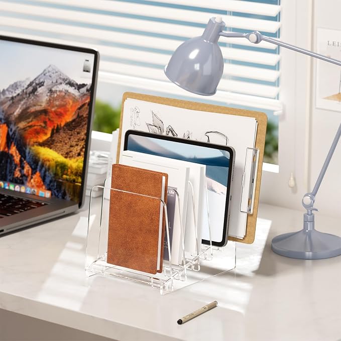 MaxGear Desk File Organizer, 5-Section Vertical Acrylic Filing Folders Holder - Image 7