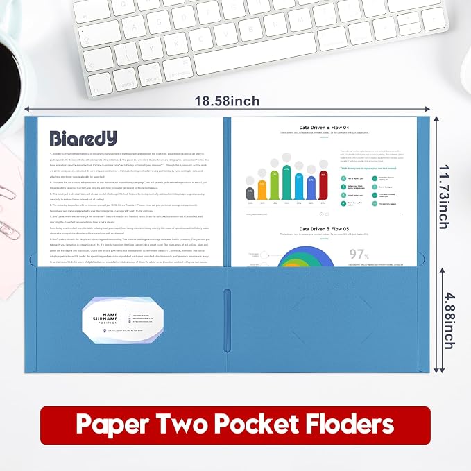 100 Pack Multicolor Paper Pocket Folders, 2 Pocket File Folders Letter Size - Image 3