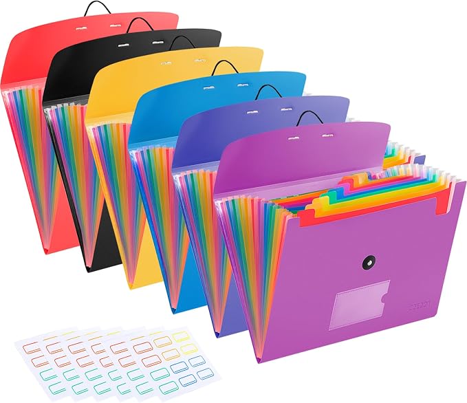 6 Pack Accordion File Organizer Expanding File Folder by CASAON