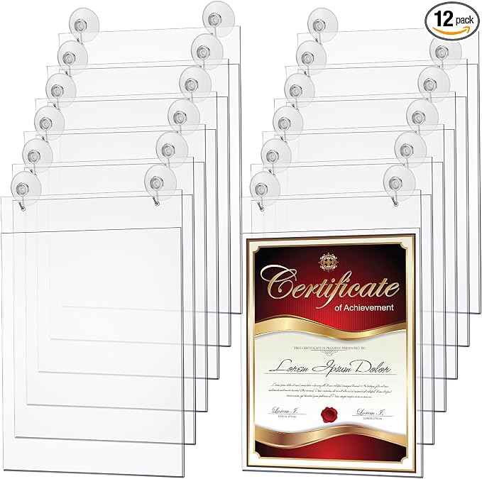 Suzile 12 Pcs Acrylic Window Sign Holder Hanging Acrylic Holder 8.5 x 11 Inch by Suzile