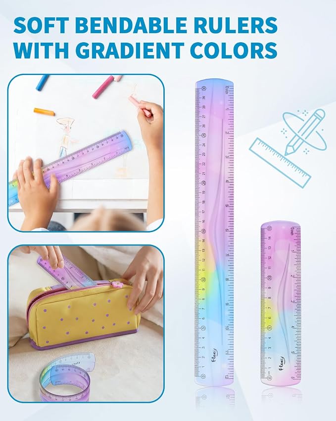 4 Pack Flexible Ruler Set, 12 Inch & 6 Inch Bendable Rulers - Image 5