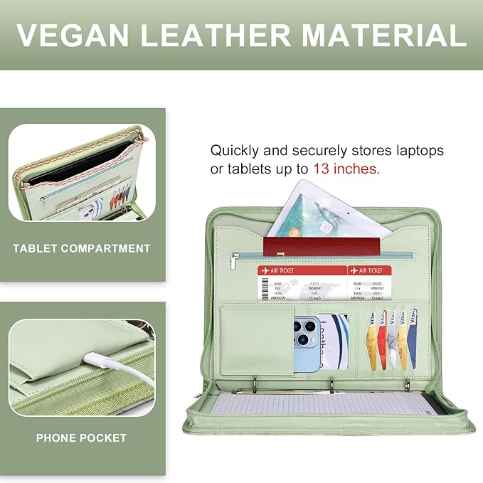 Leathario Portfolio Binder, Includes 10 Sheet Protectors and 3 Notepads - Image 5