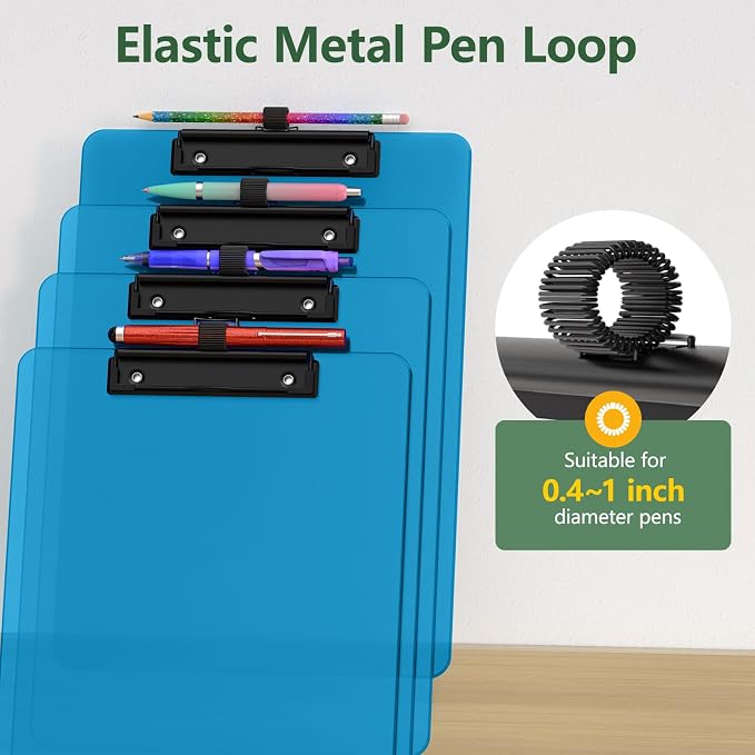 Blue Clipboard with Pen Holder, 8.5 x 11 Clip Boards - Image 3