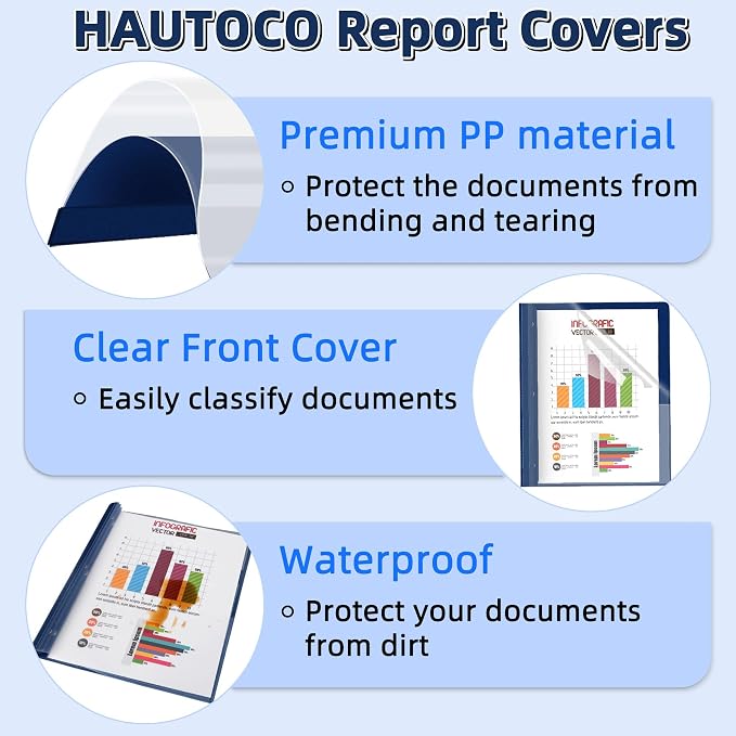 HAUTOCO 12 Pack Plastic Report Covers - Image 5
