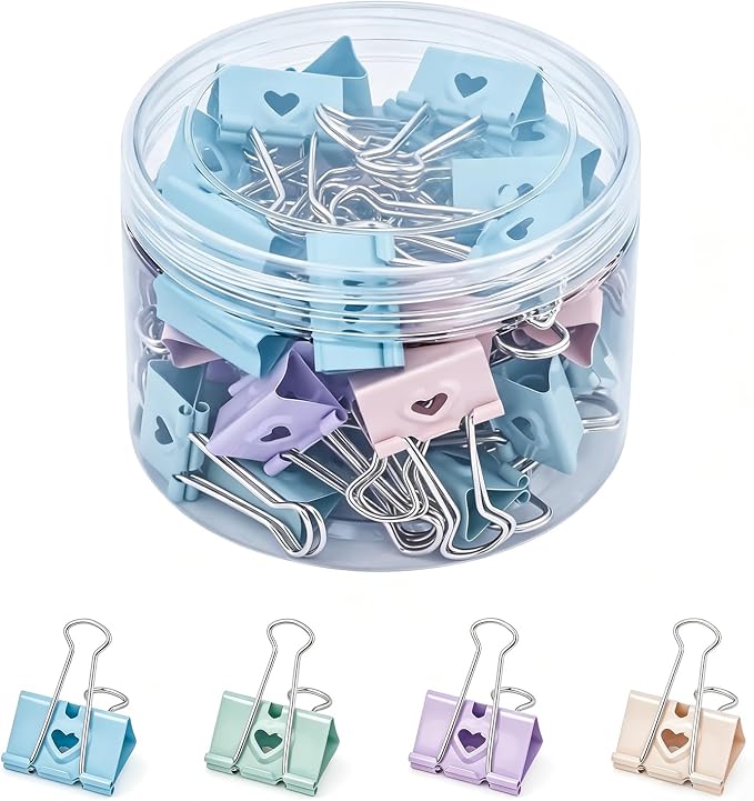 BAYTORY 48Pcs Pastel Binder Clips, 1 Inch Medium Binder Clips, by BAYTORY