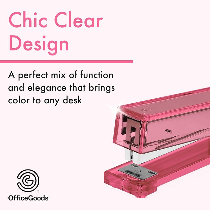 OfficeGoods Acrylic Stapler – Aesthetic & Durable Pink Desk Staple - Image 2
