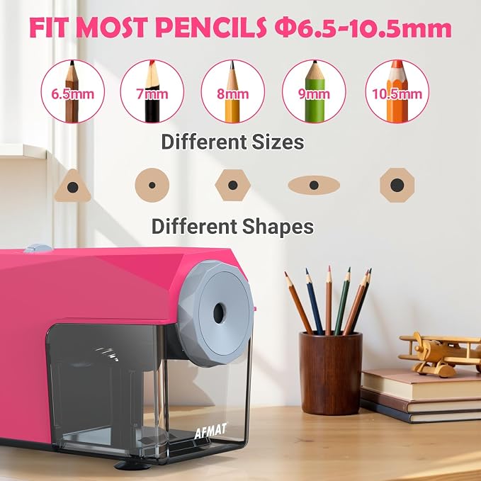 AFMAT Electric Pencil Sharpener, Fast & Hands-Free, 10K+ Uses, 5 Nibs, Fully - Image 3