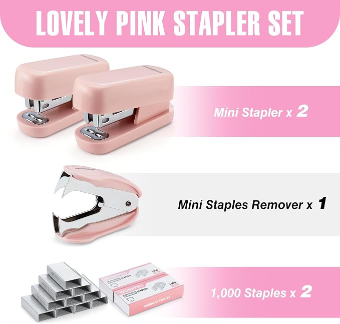 WORKPRO Mini Stapler with Staples, One Staple Remover, 2000 Standard Staples - Image 2