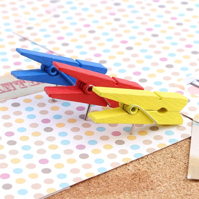 Wooden Push Pin Clips 50 Pcs, Pins Clips Creative Paper Clips - Image 5