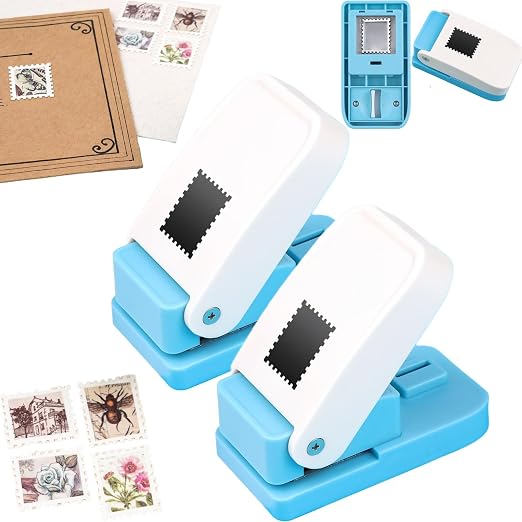 2 Pcs Stamp Paper Punch, 1x0.8 inch Postage Stamps Shape Craft Punches by CYFUNDESIGN