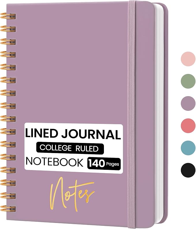 CICPAP Lined Spiral Journal Notebook, A5 College Ruled Notebook by CICPAP
