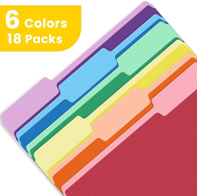 SUNEE File Folders, 18 Pack Manilla Folders 8.5 x 11, Colored Folder Office - Image 3