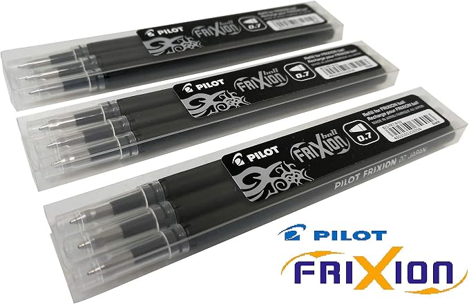 Pilot Frixion erasable pens refill, 9 refill bundle Black gel ink fine point 07 - Image 2
