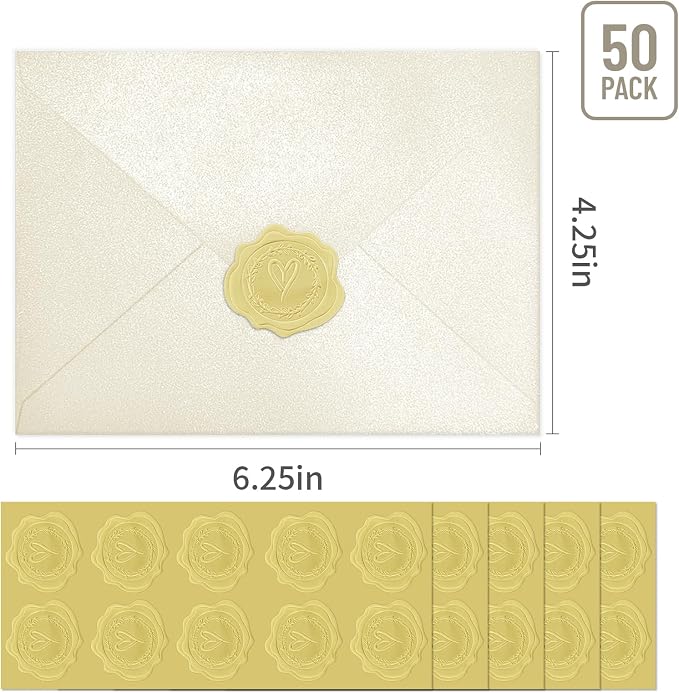 50 PCS 4x6 Pearl Ivory Envelopes - Image 2