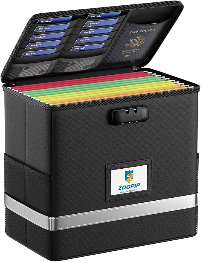 Fireproof File Box with Lock, Document Box Storage Organizer, Suitable by ZOOPIP