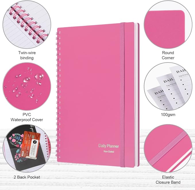Daily Planner Undated, Asten To Do List Notebook Hourly Schedules Spiral - Image 4