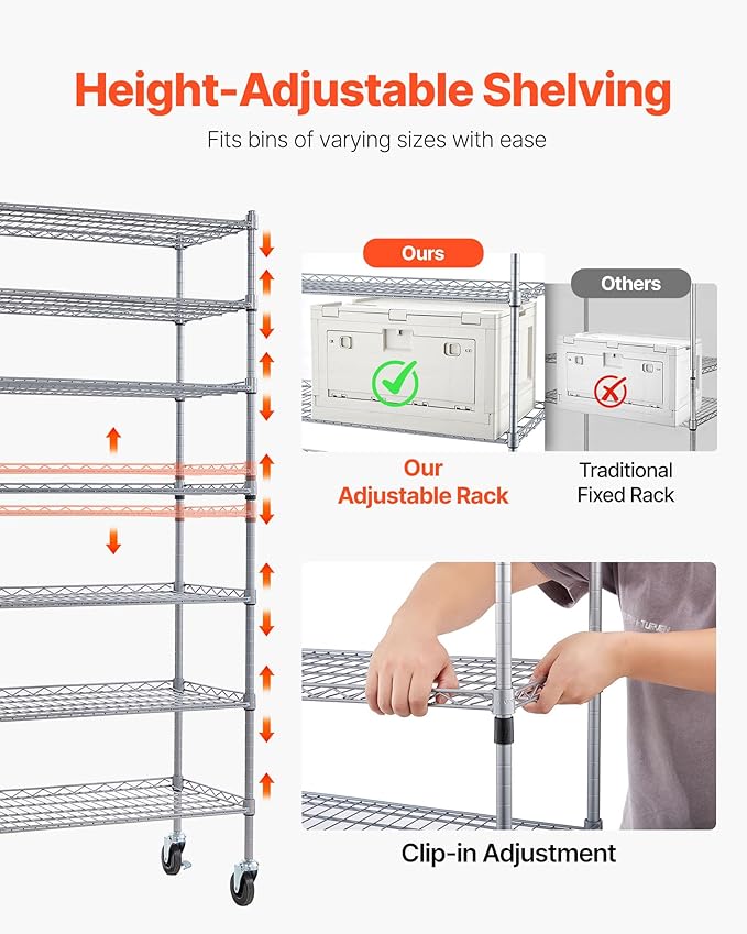VEVOR 7-Tier Rolling Bin Storage Rack, 22 Organizer Bins, Bin Rack Storage - Image 6