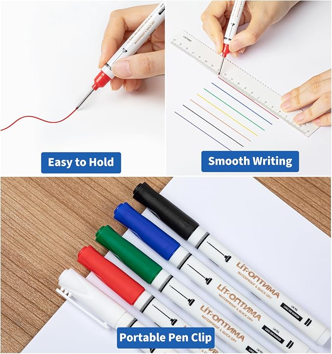 15 Pack Long Nib Marker Pens, 8 Colors - 20mm Extra Long Head Deep Hole Markers - Image 4