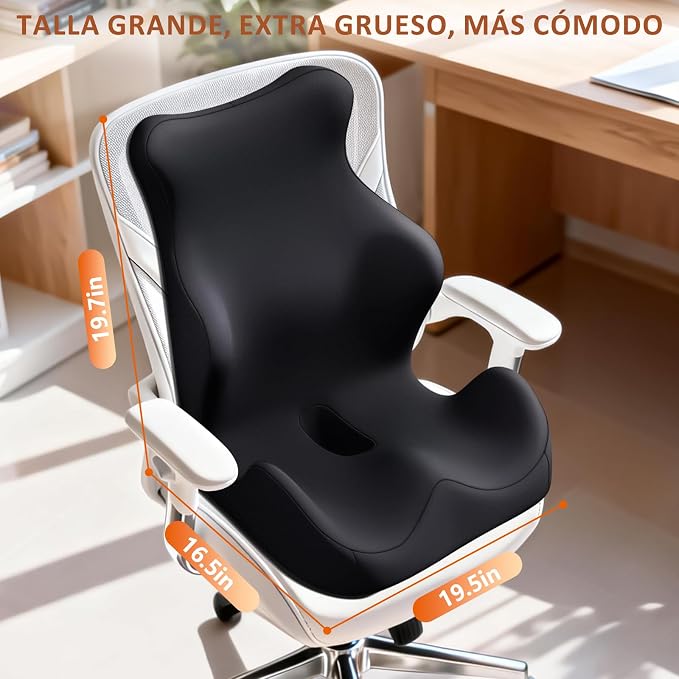 Seat Cushion with Back Support, Lumbar Support Pillow - Image 2