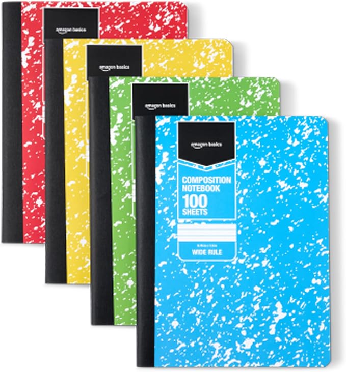 Amazon Basics Composition Notebook, Wide Ruled, 100 Sheets, 9.75" x 7.5" by AmazonBasics