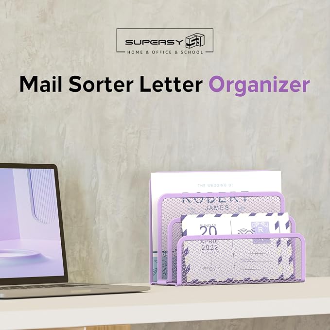 SUPEASY Mail Organizer for Desk, Mesh Metal Mail Holder Countertop - Image 2