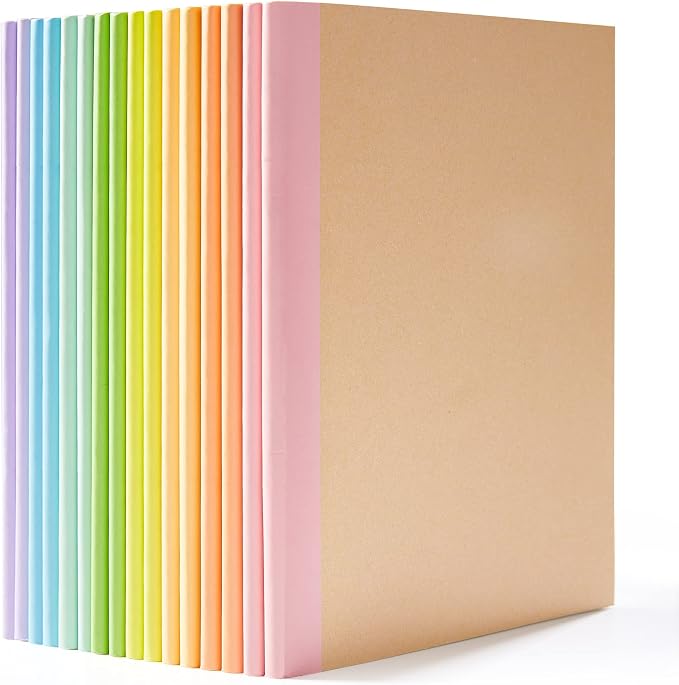 feela 16 Pack Composition Notebook Bulk, Kraft Cover Lined Blank College Ruled by feela