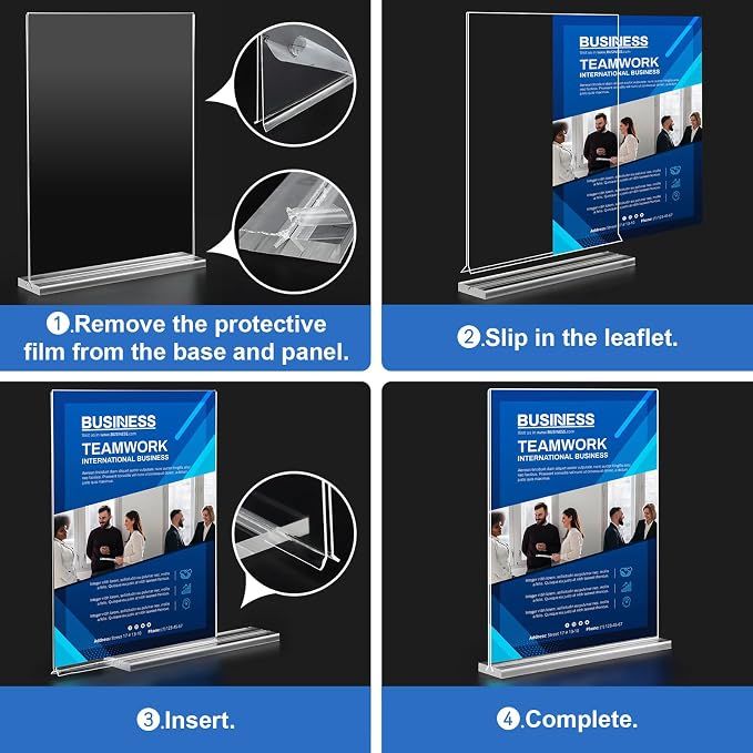 Acrylic Sign Holder 8.5 x 11, 10 Pack Clear Sign Holder Double Sided Table Menu - Image 6