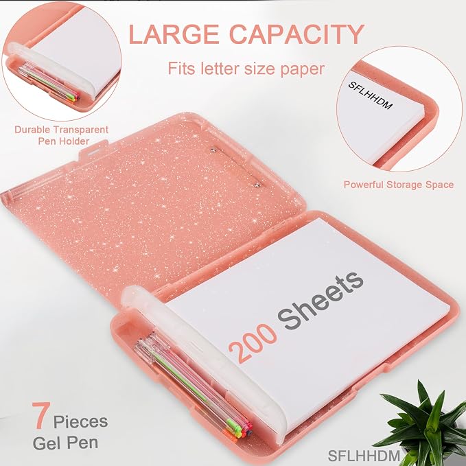 Glitter Clipboard with Storage, Storage Clipboard with Pen Holder, A4 Binder - Image 2