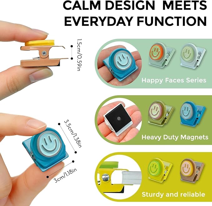 6Pcs Happy Face Heavy Duty Magnetic Clips - Image 3