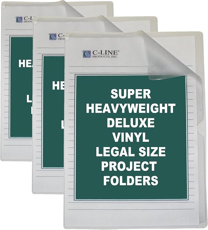 C-Line Deluxe Super Heavyweight Non-Glare Vinyl Project Folders, Legal Size by C-Line