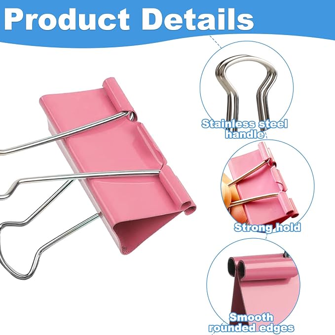 40-Pack Colorful Binder Clips, Strong-Binder Clamps - Image 6