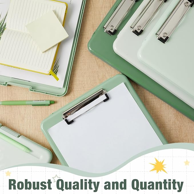Geyoga 6 Pcs Sage Green Plastic Clipboard - Image 4