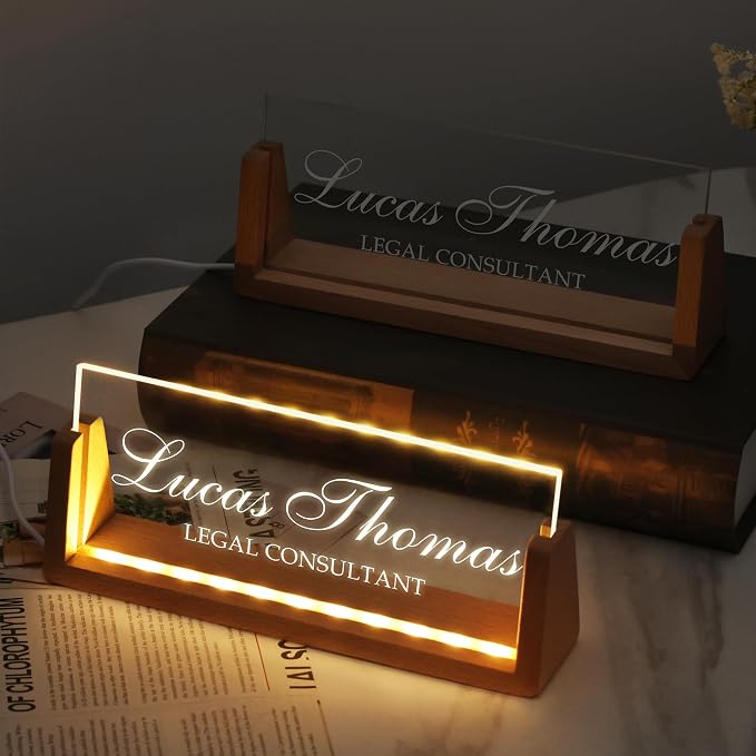 Custom Light Up Name Plate for Desk, Personalized LED Acrylic Name Sign - Image 2