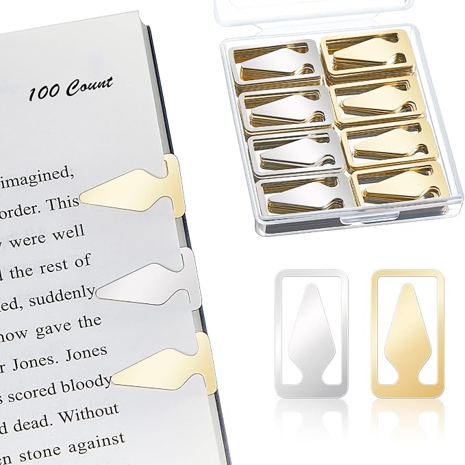 Spakon 100 Count Tin Mixed Metals Book Line Markers Arrow Bookmarks and Page by Aranorun