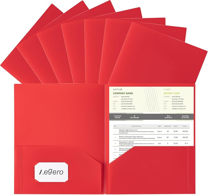 Aegero Plastic Folders with Pockets, Durable Heavy Duty File Folders with by Unknown