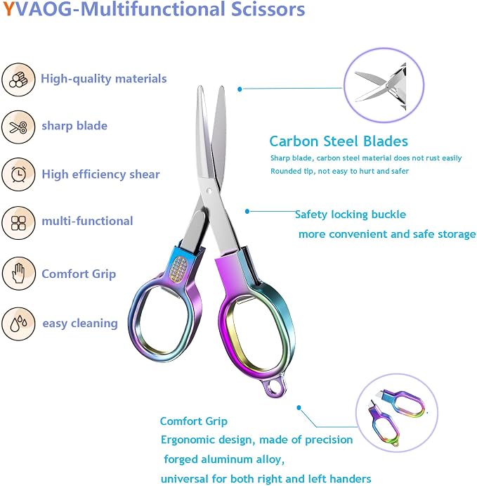 2PCS Folding Scissors, Stainless Steel Safety Portable Mini Travel Small - Image 2
