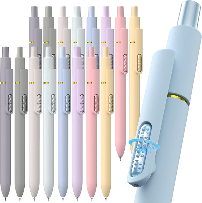 Hiacry 16 Pack Gel Pens, Quick-Dry Long Lasting Black Ink-0.7 MM Fine Point | by HIACRY