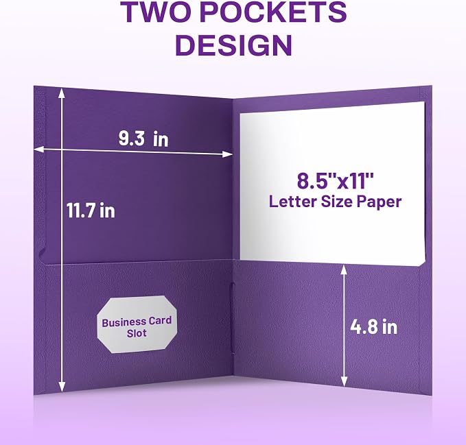 SUNEE Folders with Pockets, 2 Pocket Folders Fit Letter Size Paper, Paper File - Image 4