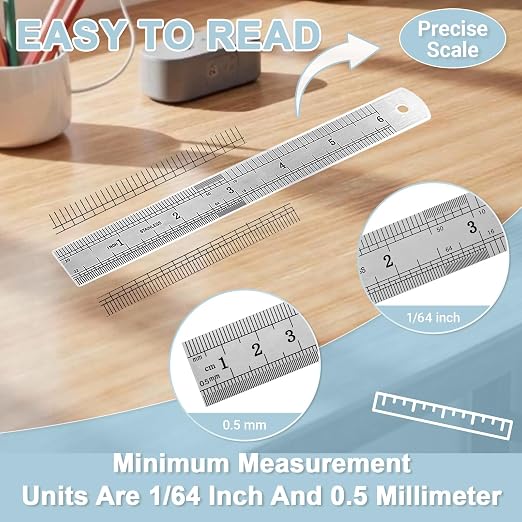 6 Pack Heavy Duty 6 Inch Steel Ruler Set - Image 4