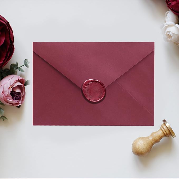 Burgundy A7 V-Flap Envelopes, 5 x 7 Inch, 50 Pack, 120gsm Paper - Image 4