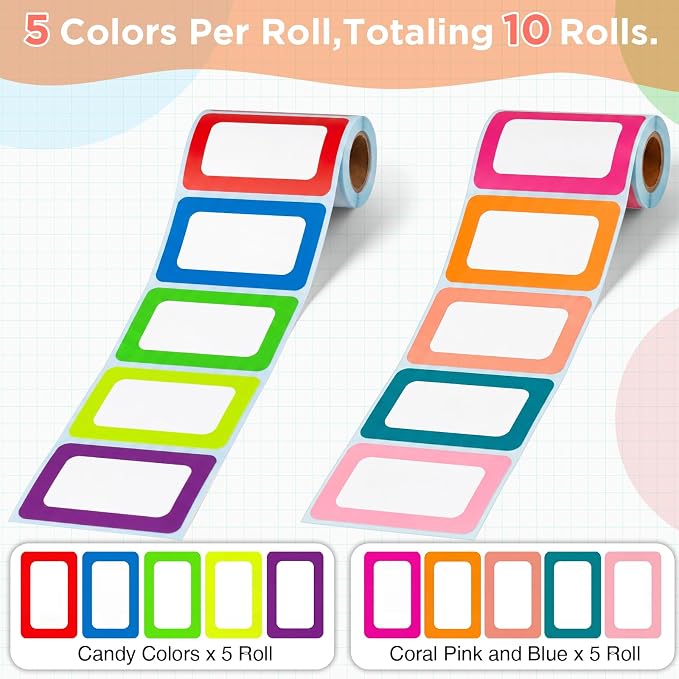 Outus 1000 Pcs Colored Sticker Labels Rolls Rectangular Coding Labels 2 X 3 - Image 3